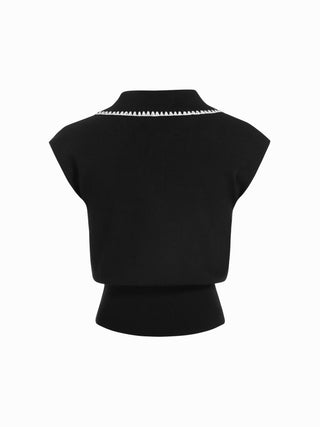 Knit Contrasting V-neck Vest