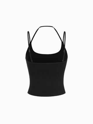 Cotton-blend Halter Neck Double Strap Cami Top