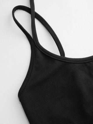 Cotton-blend Halter Neck Double Strap Cami Top