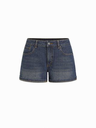 Denim Low Rise  Shorts