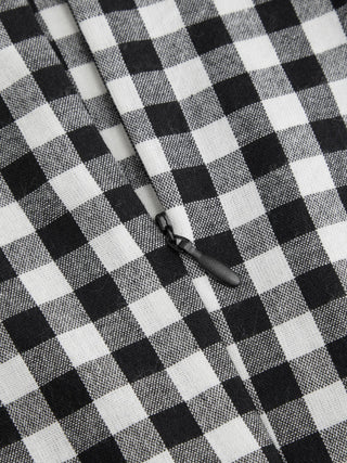 Cotton-blend Gingham Boat Neck Tie Shoulder Shirred Mid Rise Romper
