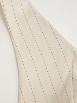Striped Halter Neckline Twist Knotted Longline Blazer Vest