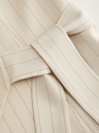Striped Halter Neckline Twist Knotted Longline Blazer Vest