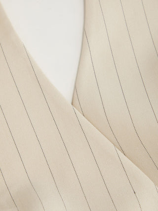 Striped Halter Neckline Twist Knotted Longline Blazer Vest