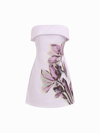Satin Satin Floral Strapless A-line Mini Dress For Daily Casual Vacation