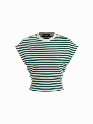 Cotton-blend Striped Seam Detail Tee