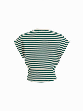 Cotton-blend Striped Seam Detail Tee