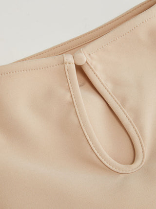 Woven Stand Collar Ruched Crop Blouse