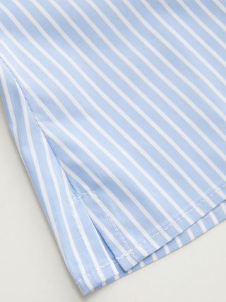Woven Collar Stripe Short Sleeve Shirt For School