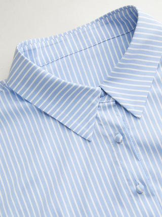 Woven Collar Stripe Short Sleeve Shirt For School