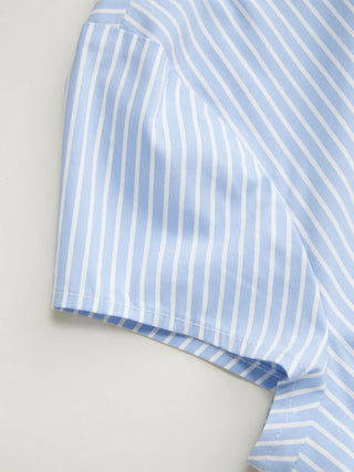 Woven Collar Stripe Short Sleeve Shirt For School