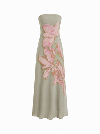 Chiffon Chiffon Bandeau Floral Backless Mermaid Maxi Dress For Daily Casual Vacation