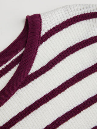 Knit Fabric Knit Striped High Stretch Short Sleeve Cardigan With Pearl Buttons For Daily Casual Coffee Shop Work