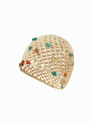 Cotton Blends BUTTERFLY & FLOWER DECOR KNITTED HAT For Music Festival/Live House Party/Clubbing Vacation