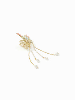 FAUX PEARL & RHINESTONE BUTTERFLY HAIR CLAW