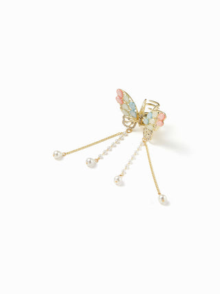 FAUX PEARL & RHINESTONE BUTTERFLY HAIR CLAW