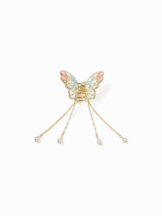 FAUX PEARL & RHINESTONE BUTTERFLY HAIR CLAW
