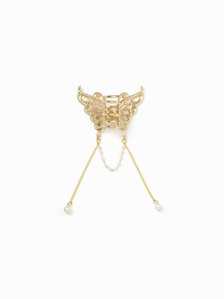 FAUX PEARL & RHINESTONE BUTTERFLY HAIR CLAW