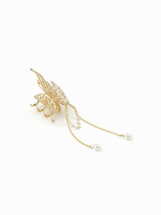 FAUX PEARL & RHINESTONE BUTTERFLY HAIR CLAW