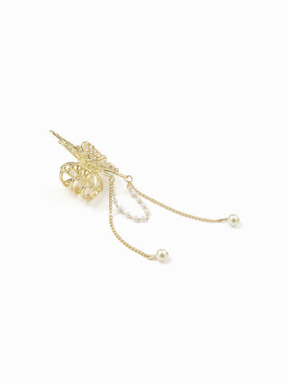 FAUX PEARL & RHINESTONE BUTTERFLY HAIR CLAW