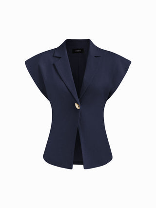 Linen-blend Linen-blend V-neck Dolman Sleeve Blazer Vest For Work