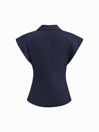 Linen-blend Linen-blend V-neck Dolman Sleeve Blazer Vest For Work