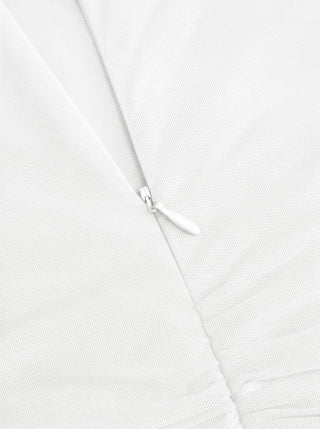 Mesh Round Neckline Ruched Short Sleeve Top