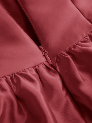 Satin Satin Sculptural High Rise Strapless Bowknot Flared Maxi Dress For Party/Clubbing Wedding