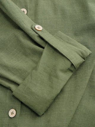 Linen-blend Linen-blend Collar Knotted Roll Hem Oversized Jumpsuit For Work