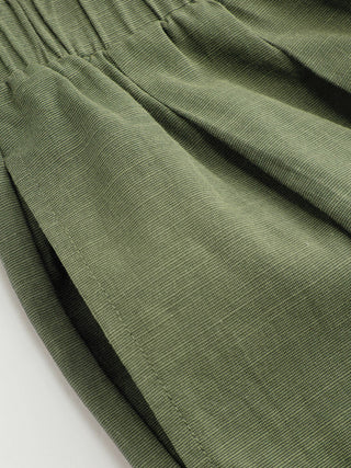 Linen-blend Linen-blend Collar Knotted Roll Hem Oversized Jumpsuit For Work