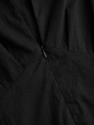 Short Sleeve Draped Pocket Flared Maxi Dress