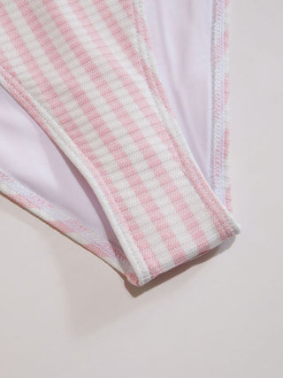 Sweetheart Striped Underwire Metal Detail Low Rise Bikini Set