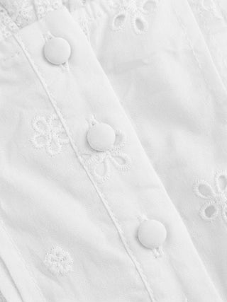 Square Neck Ruffled Top & Low Rise Embroidery Ruffle Hem Mini Skirt Set