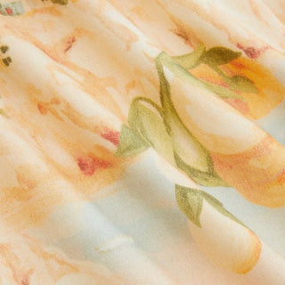 Linen-blend Mid Rise Fruit Graphic Asymmetrical Shorts