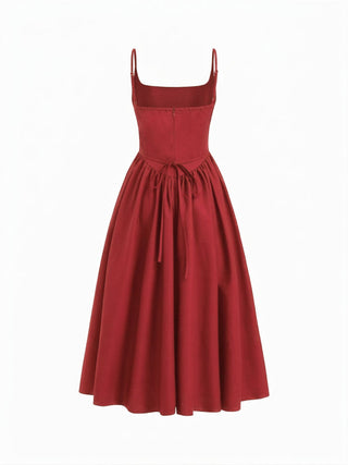 Cotton Linen Scoop Neckline Broderie Anglaise Ruffle Maxi Dress