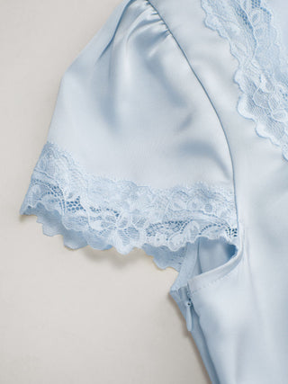 Square Neck Lace Panel Slip Knotted Mini Dress