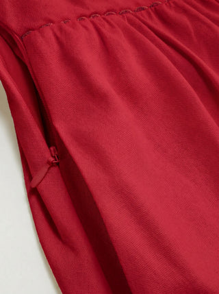 Linen-blend Square Neck Fruit Embroidery Flared Maxi Dress