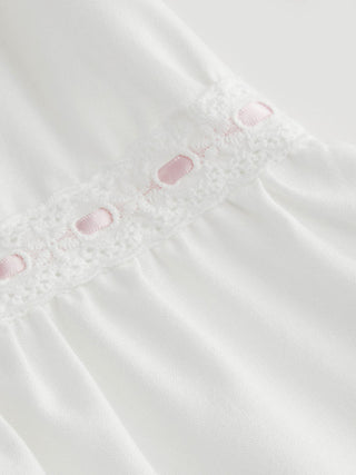 Linen-blend Linen-blend V-neck Puff Sleeve Lace Trim Mini Nightdress For Home Bedroom