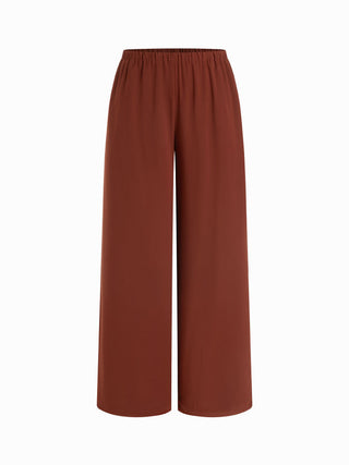 Stand Collar Pleated Oversized Top & Mid Rise Straight Leg Trousers Set