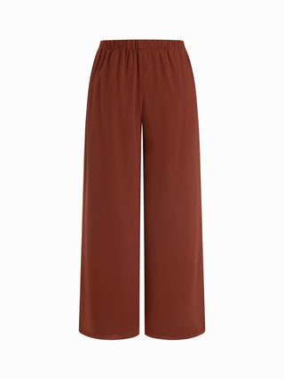 Stand Collar Pleated Oversized Top & Mid Rise Straight Leg Trousers Set