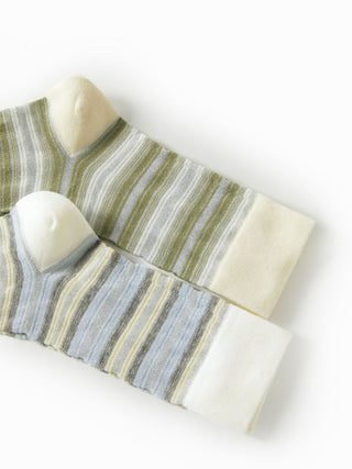 2 PAIRS STRIPED CREW SOCKS