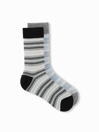 2 PAIRS STRIPED CREW SOCKS