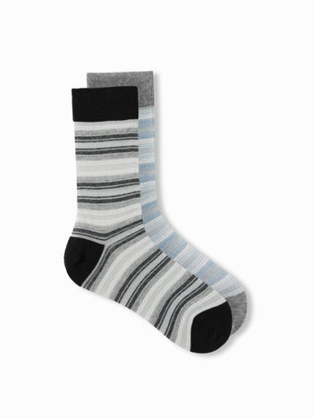 2 PAIRS STRIPED CREW SOCKS
