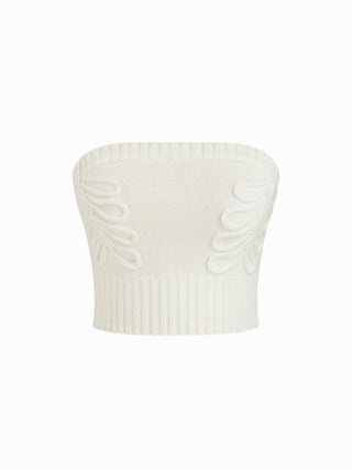 Knit Cotton-blend Nature Applique Bandeau Crop Top