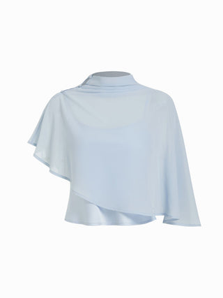 Chiffon Stand Collar Asymmetrical Blouse
