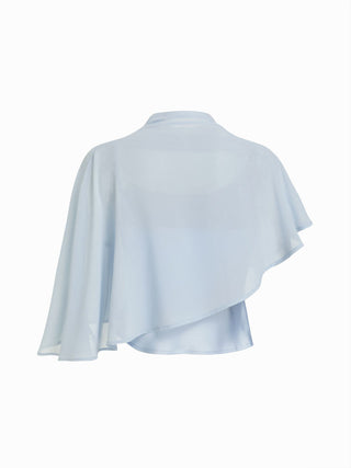 Chiffon Stand Collar Asymmetrical Blouse