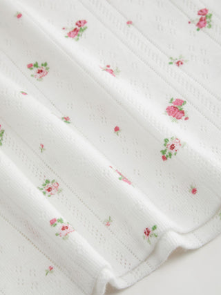 Floral Pointelle Lace Trim Short Sleeve Tee