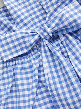 Woven Cotton-blend Gingham Square Neck Bowknot A-line Cami Top For Daily Casual Picnic