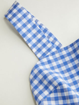 Woven Cotton-blend Gingham Square Neck Bowknot A-line Cami Top For Daily Casual Picnic