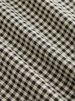 Cotton-blend Gingham V-neck Scallop Hem A-line Mini Dress